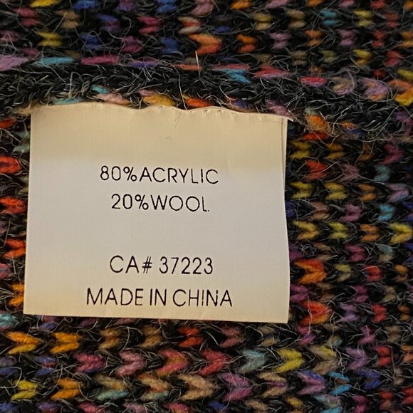 NEW Creation Womens Sz M Cardigan Sweater Snap Wool Blend Dark Gray/Multi Fringe - Picture 10 of 12